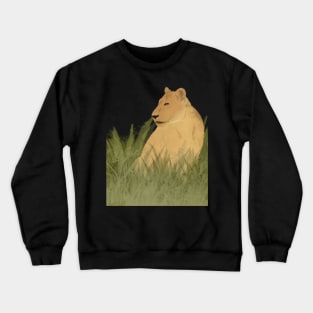 Watercolor Lioness Sitting in Tall Grass Crewneck Sweatshirt